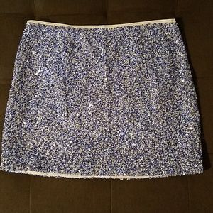 Top Shop Blue and White Sequin Mini Skirt
